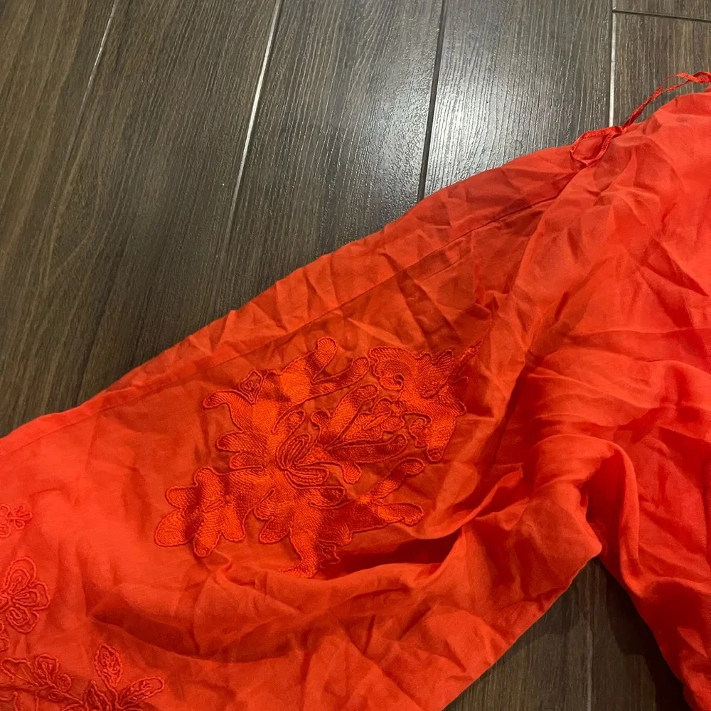 Zara orange embroidery wrapped romance dress - Picture 5 of 15